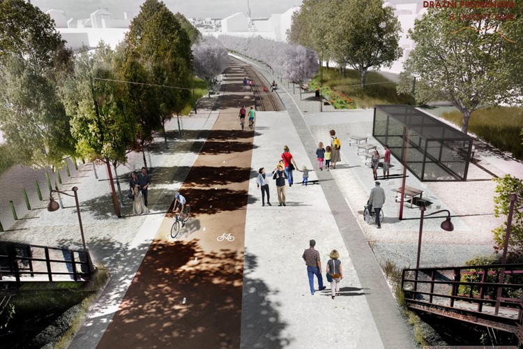 Praha představila studii Drážní promenády a liniového parku ve Vršovicích a Strašnicích