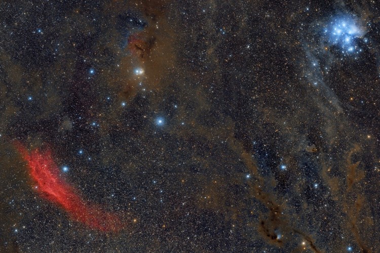 Titul Česká astrofotografie měsíce za listopad 2020 získal snímek California-Taurus-M45