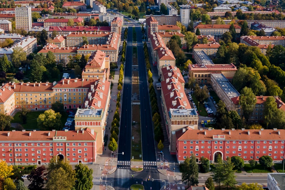 Havířovská Hlavní třída z dronu.