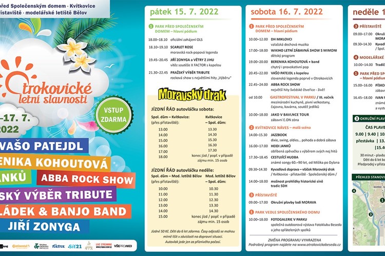 Otrokovice čeká nabitý víkend, od pátku budou žít letními slavnostmi 
