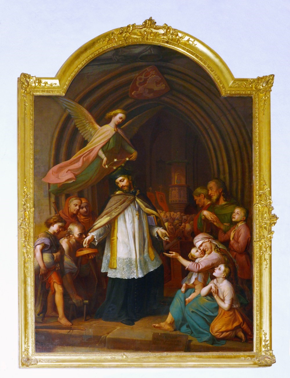 Oltářní obraz Josefa Vojtěcha Hellicha sv. Jan Nepomucký Almužník z roku 1860.