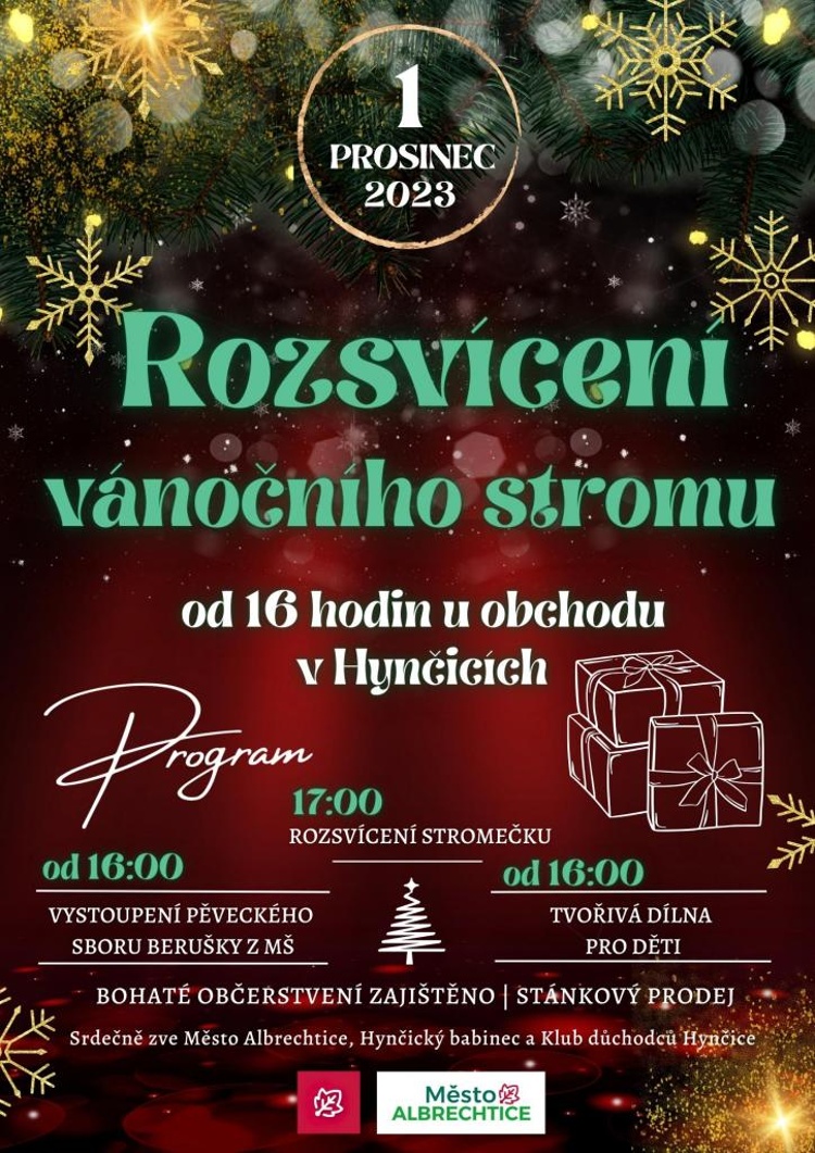 Rozsvícení vánočního stromu v Hynčicích