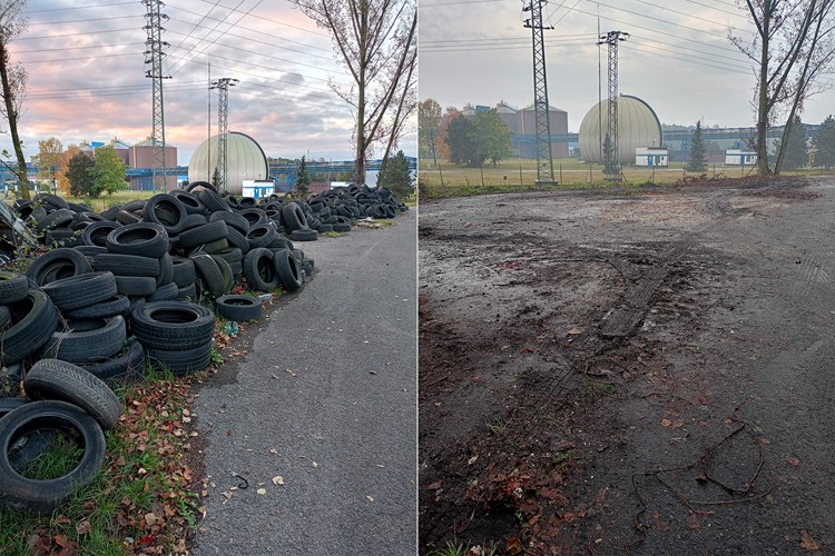 Další velká nelegální skládka je odstraněna. Zmizely nejen pneumatiky, ale i tuny odpadu