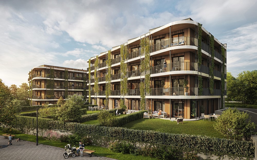 Arcus City Timber Praha - vizualizace exteriéru.