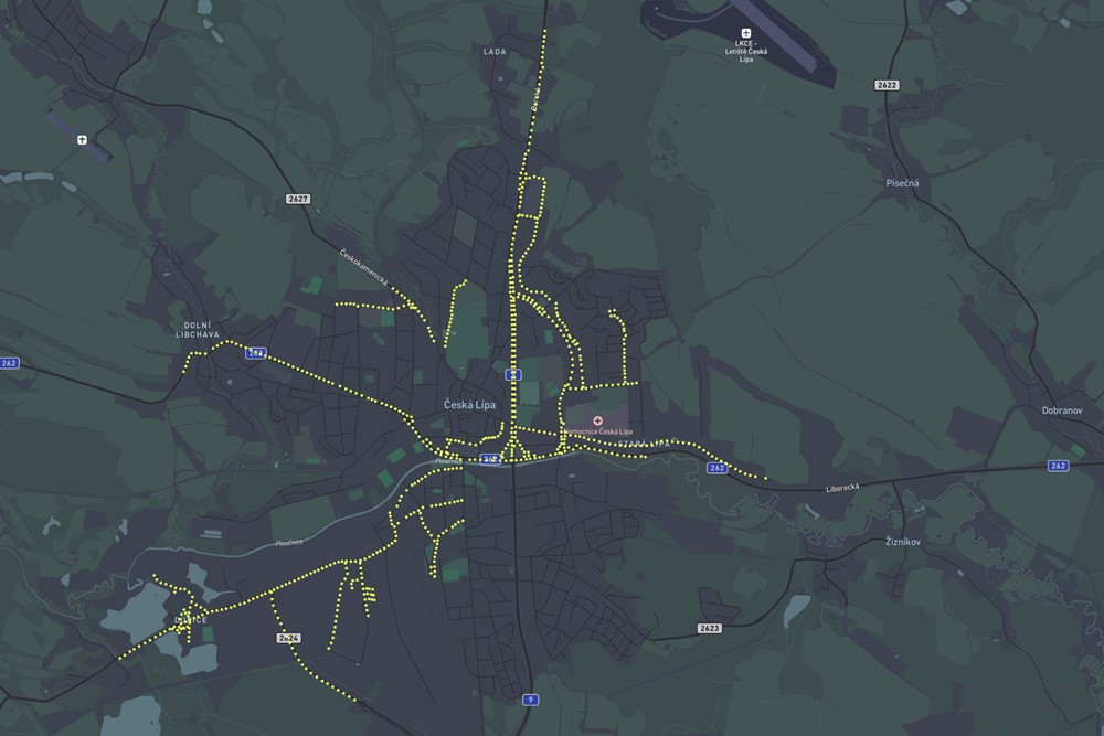 Mapa výměny svítidel.