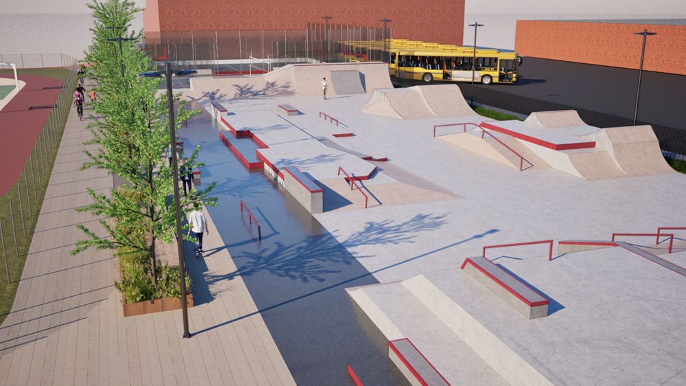 Vizualizace ukazuje, jak bude vypadat skatepark Bartoška po rekonstrukci.