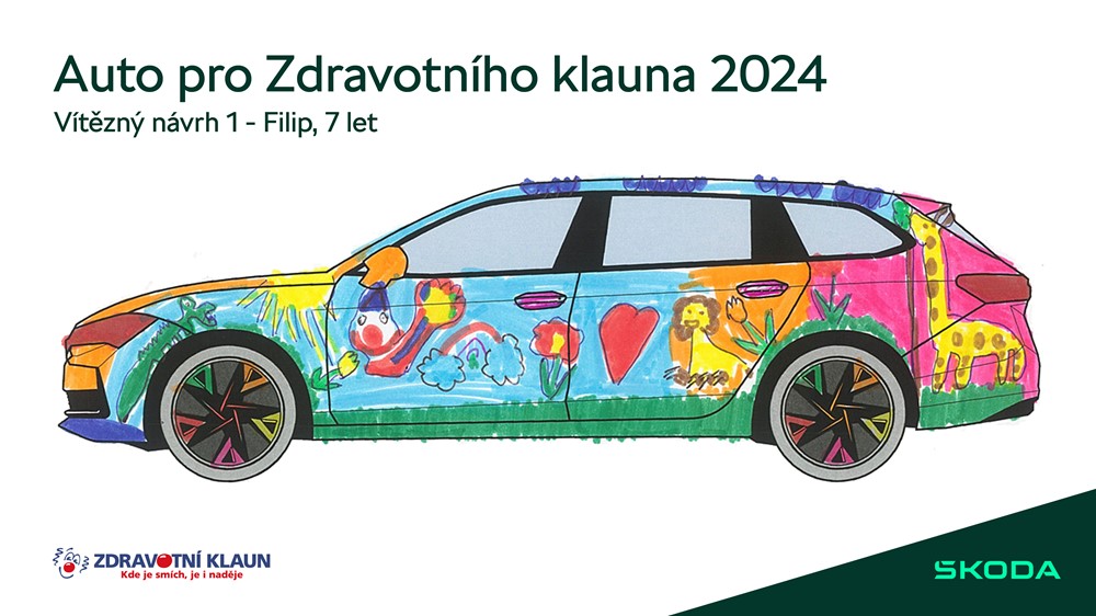Auto pro Zdravotního klauna 2024. Vítězný návrh 1 - Filip, 7 let.