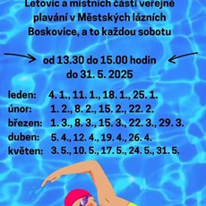 Veřejné plavání pro občany Letovic