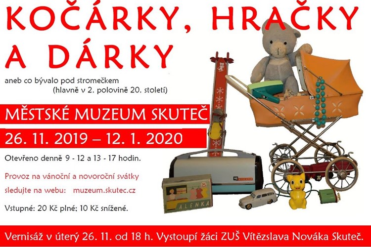 Prohlédněte si v muzeu výstavu, na které uvidíte kočárky, hračky i dárky