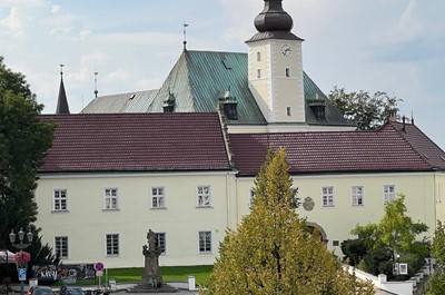 Dvoulůžkový pokoj s oddělenými postelemi s výhledem na město
